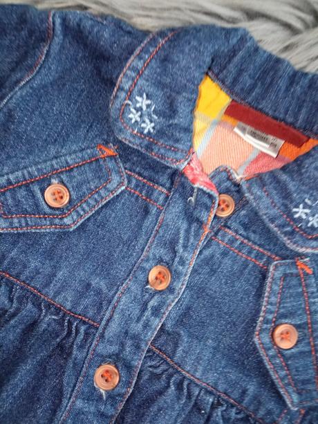 Dievčenské rifľové šaty s kvetmi, 68