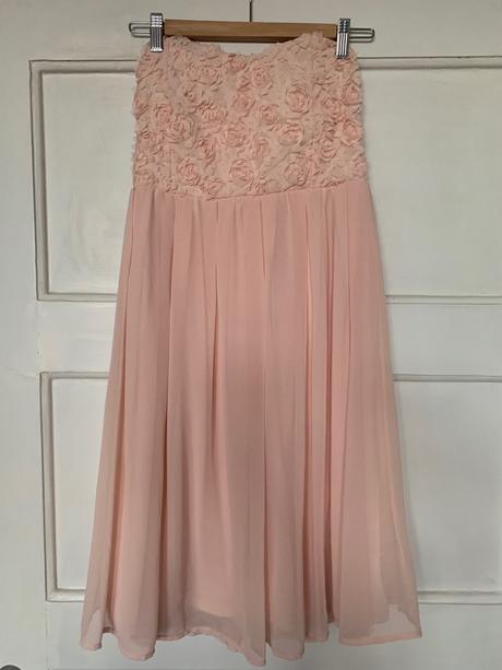 Bledoružové šaty bez ramienok, amisu,36