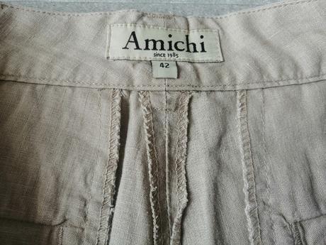 Kvalitné béžové ľanové šortky amichi, vl, l