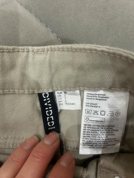 Krémové nohavice s vysokým pásom, 34