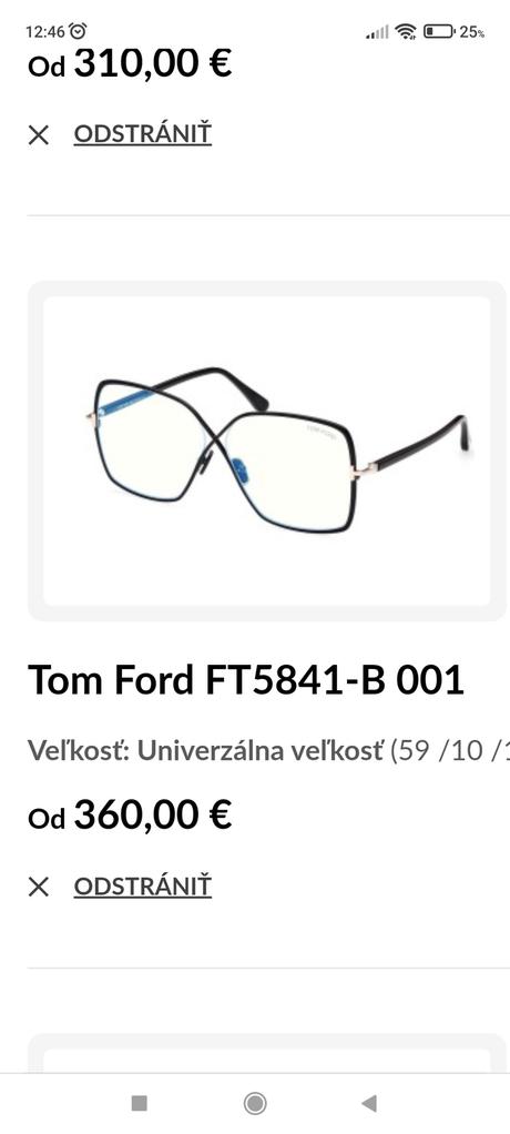 Dioptricke okuliare, tom ford