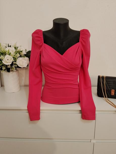Hot pink elegantný top shein, 34 / xs