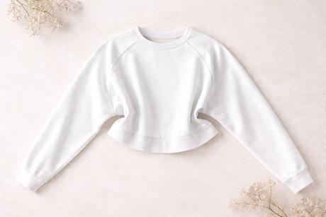 Biela cropped mikina, fishbone,s