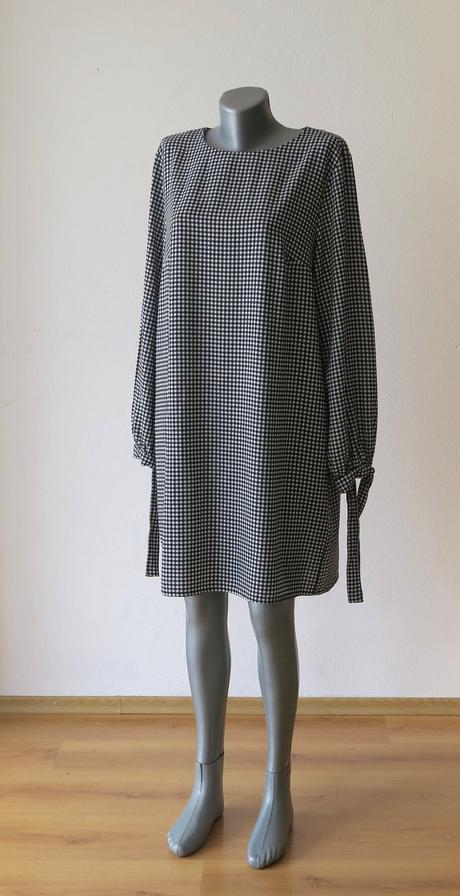Čierno-biele gingham šaty, h&m,l