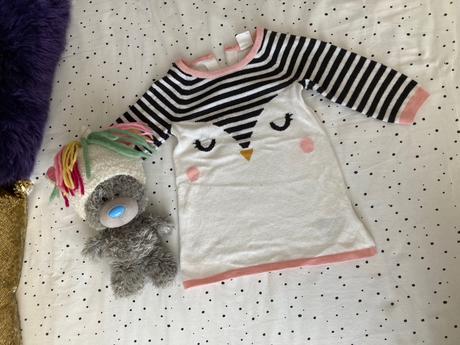 Vianočné pletene saty s tucniacikom ham, h&m,68