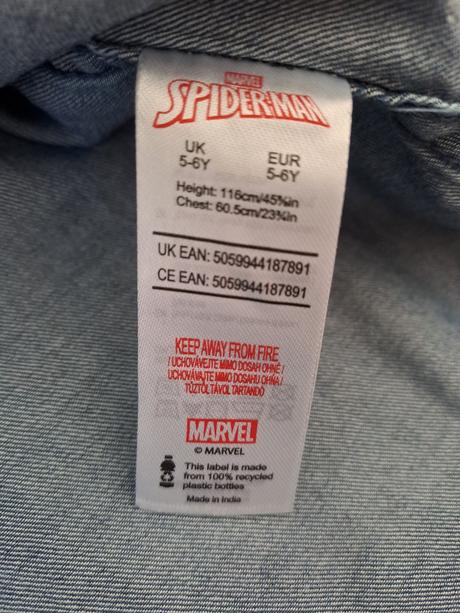 1xoblecená košeľa spider man velk.116, f&f,116