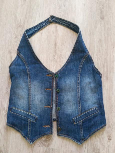 Krasna damska elasticka riflova vesticka, vel. m, m