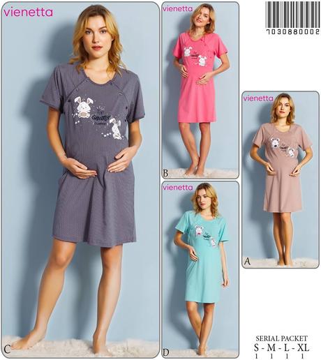 Materská nočná košeľa na kojenie bavlnená, vienetta secret,l - xxxl