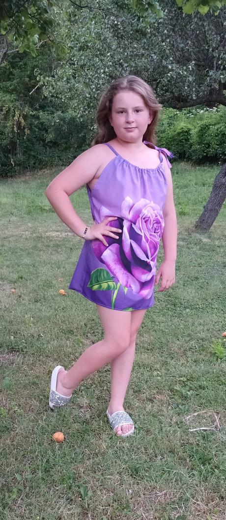 Dievčenská tunika/šaty ruža lila - 8-14r. -skladom, 128 - 164