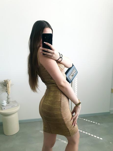 Aftershock bodycon zlaté šaty m, m
