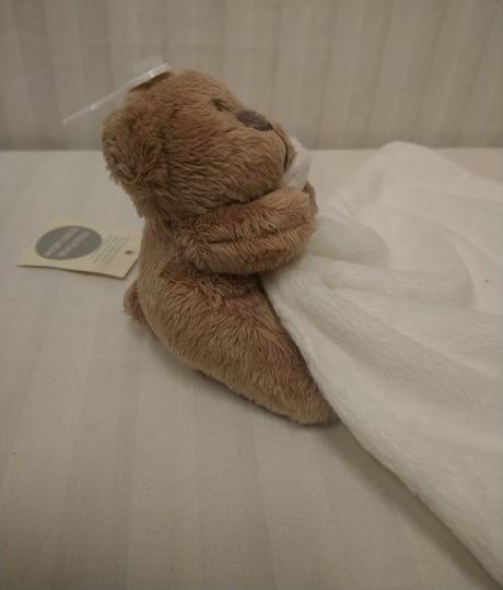 Plyšový biely mojkáčik s hnedým mackom, george, 