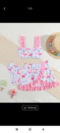 Plameniakové plavky - trojdielny set, 110