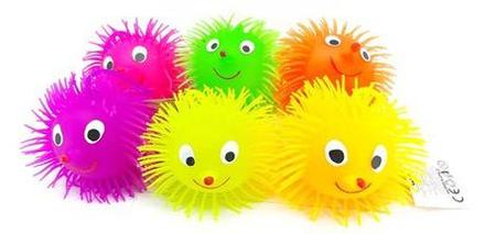 Gumenná loptička smajlík farebne blikajúca 10cm, 