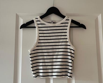 Nový čiernobiely bavlnený crop top, c&a, s/36, c&a,m