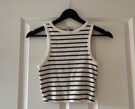 Nový čiernobiely bavlnený crop top, c&a, s/36, c&a,m