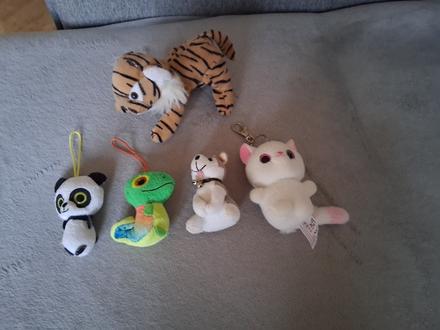 Plyšák prívesok kľúčenka tiger panda husky leguán, 