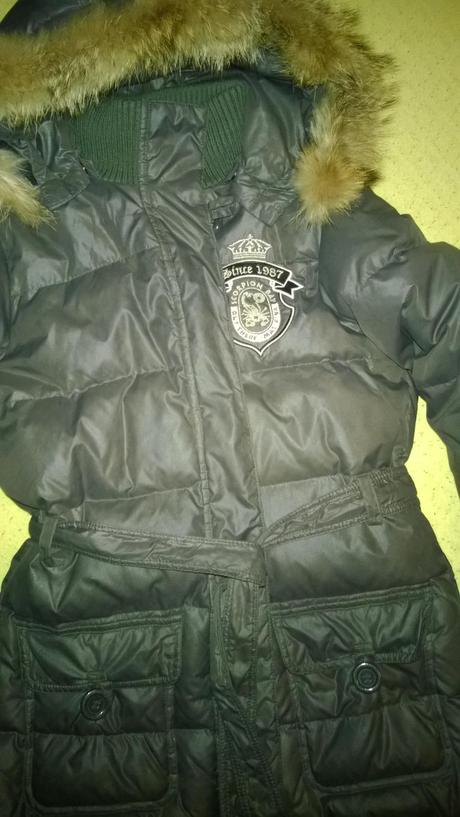 Zimná paperová bunda s pravou kožusinou 134/146/52, 146