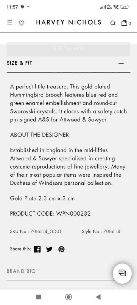 Brošňa kolibrík., 