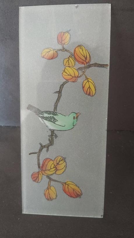 Retro obrázky (2ks) ručne maľované na skle 15x7cm, 