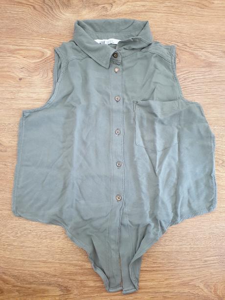 Khaki košeľa na uväzovanie vpredu - h&m, h&m,134