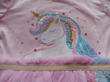 Dúhové lesklé šaty s jednorožcom 98, primark,98