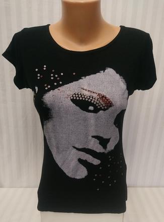 Čierny elastický top s motívom, influence, s/m, m