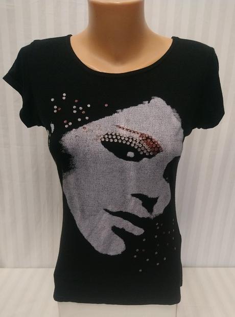 Čierny elastický top s motívom, influence, s/m, m