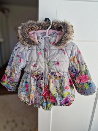 Krásna oteplená bunda s kožušinou 6-12m, 68