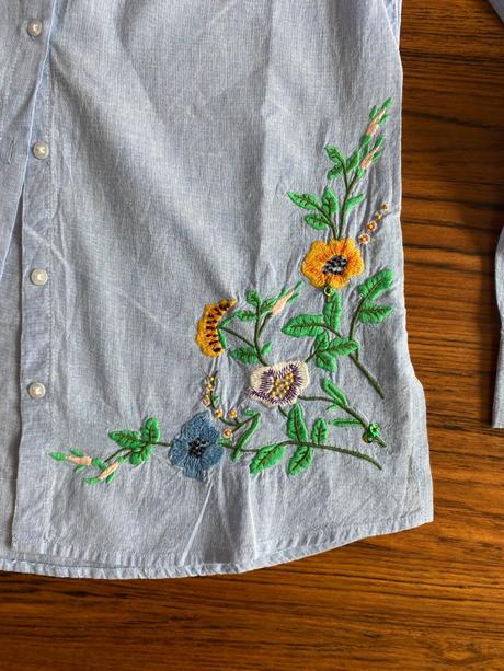 Košelová blúzka svetlomodrá s výšivkou, dorothy perkins,36