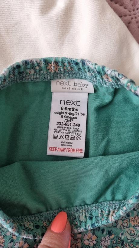 Komplet legín, topu a čelenky 6-9mes, next,86