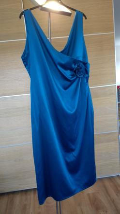 Tyrkysove satenove saty michell+set nausnice+nahrd, 46