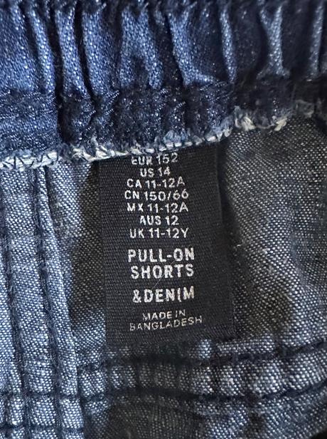 Kraťase pull-on, trojštvrťové riflové denim, 11-12, h&m,152