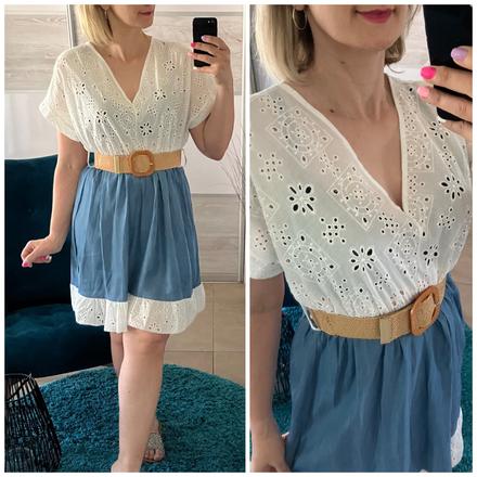 Džínsové šaty s madeirou, l / m / s