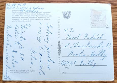 Stará pohľadnica zámek klenová, 