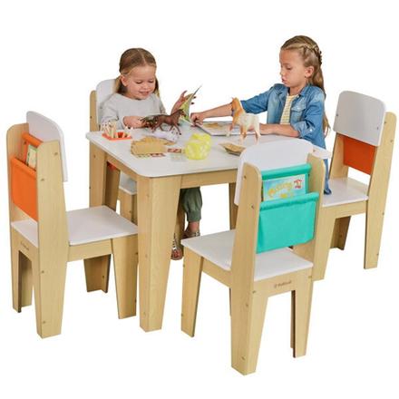 Kidkraft set stolík a 4 stoličky s úložnými vrecka,