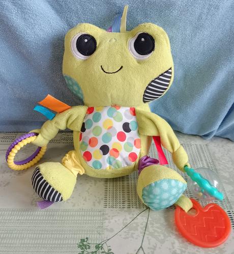 Plyšová zavesovacia žaba, bright starts, 20 cm,