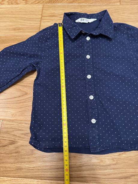 Modrá bodkovaná košeľa, h&m,98