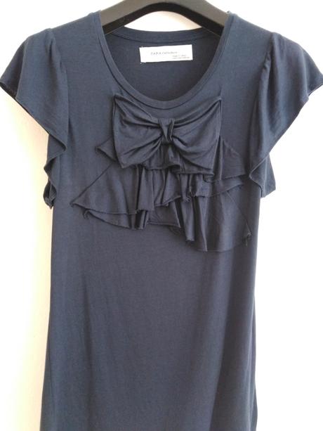 Tričko s mašľou na prsiach, zara,s