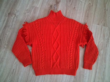 Oranžovo-červený sveter, mango,s