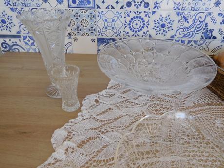 Brúsené sklo, misa váza vázička, 