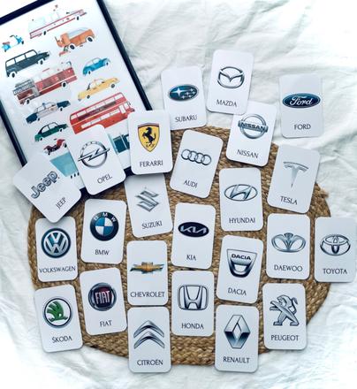 Značky áut - kartičky pre malých motoristov, 