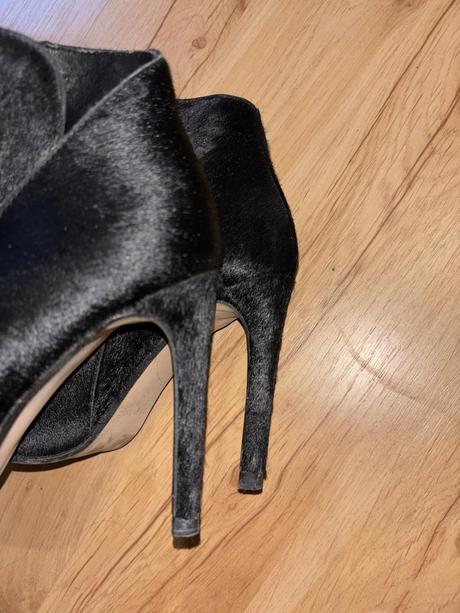 Kožené členkové topánky s konskou srsťou zara 37, zara,37