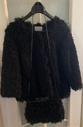 Kožušinový kabátik s kabelkou, xl