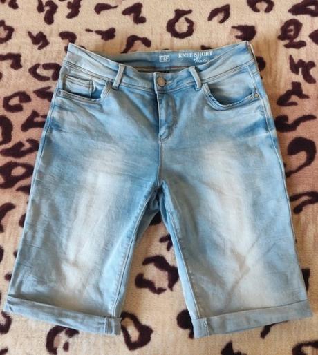Bledomodre elasticke shortky, f&f, vel. 38, pekne, f&f,38