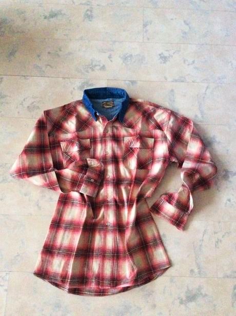 Flanelová košeľa s riflovým golierom, l