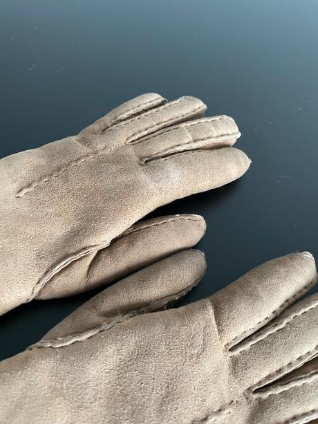 Hnedé kožené rukavice z barana s vlnou, s