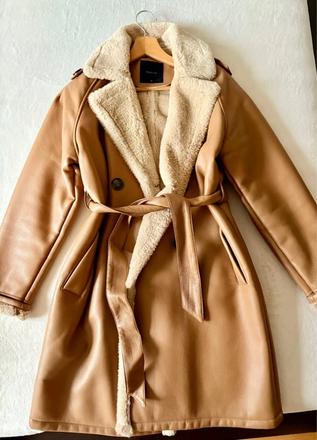 Koženkový kabát s kožušinou, mohito,32