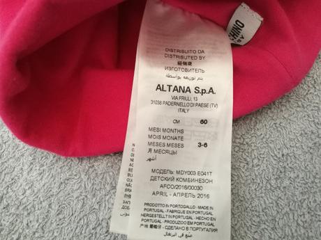 Teplakovy overal moschino s ciapkou, 68