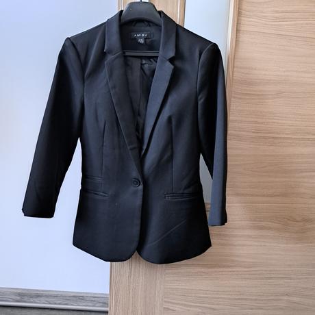 Čierne dámske sako s 3/4 rukávmi, amisu,m