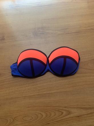 Oranžovo modrá plavková podprsenka, s